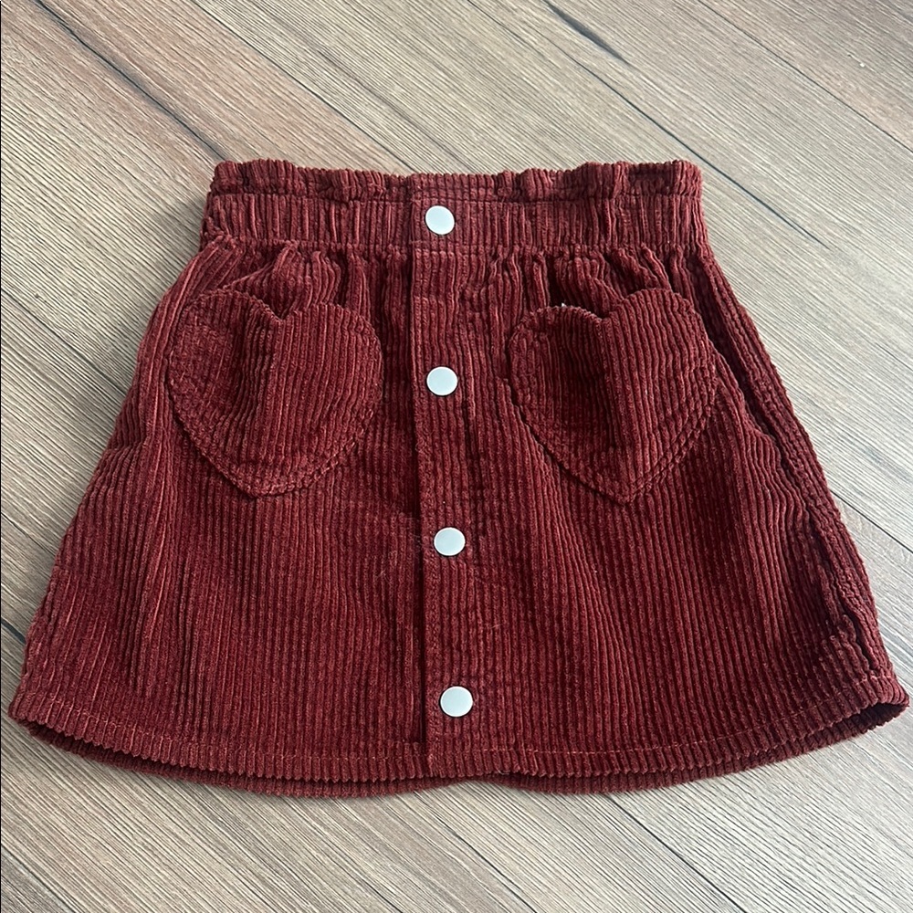 Old Navy Girls Burgundy Corduroy Heart Shaped pockets Skirt 5T